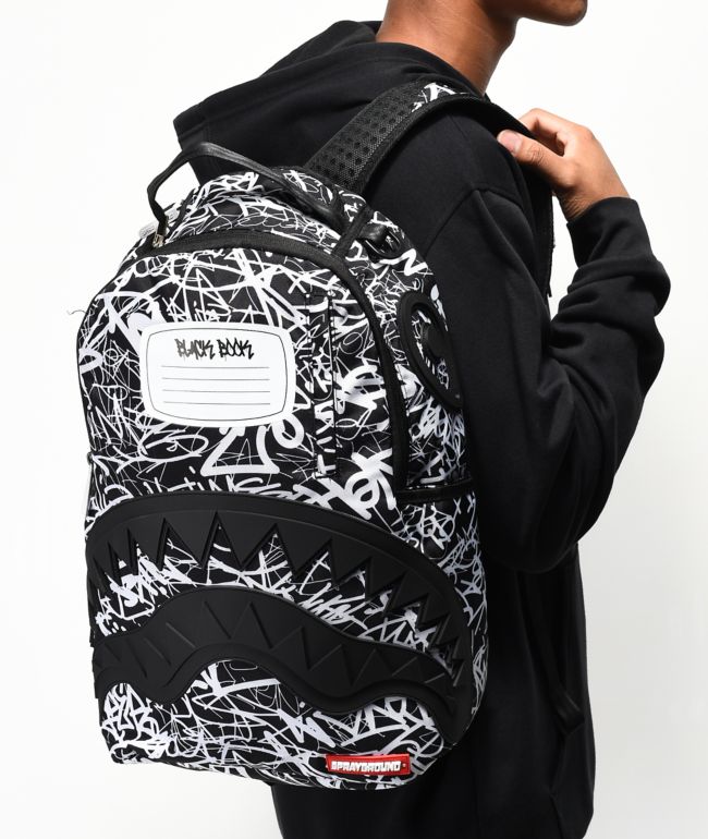 sprayground black and white backpack